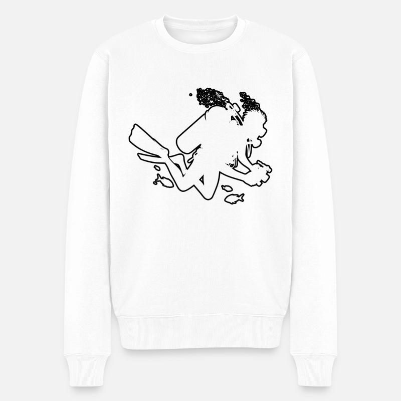 Plongeur Plongeur Femmes Hommes Plongée - Pull Premium bio Homme - blanc