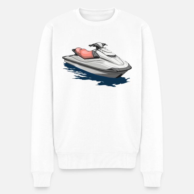 Action am Jetski - Männer Premium Bio Pullover - Weiß