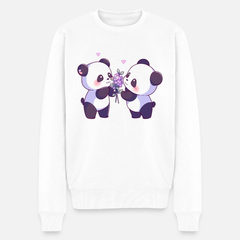 Valentinstag Pandas - Männer Premium Bio Pullover - Weiß