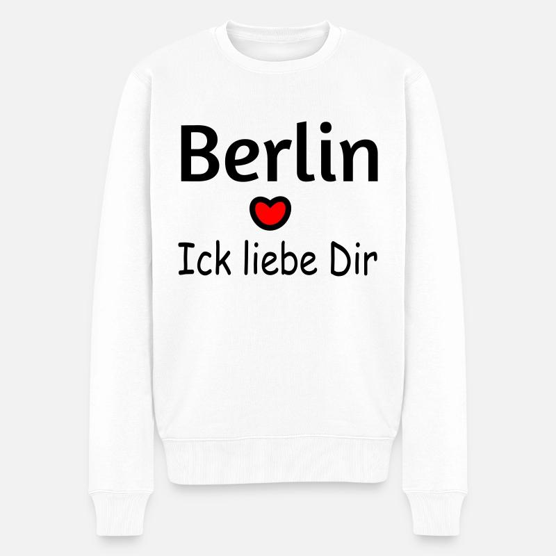 Berlin Ich liebe Dir - Männer Premium Bio Pullover - Weiß