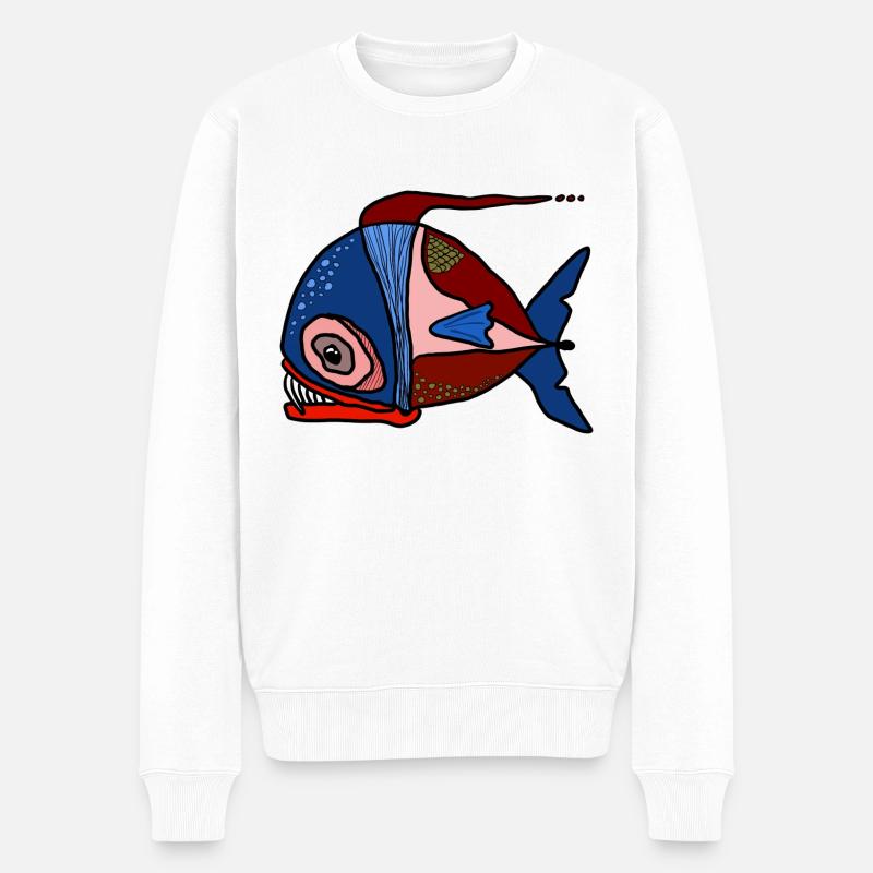 fisch - Männer Premium Bio Pullover - Weiß