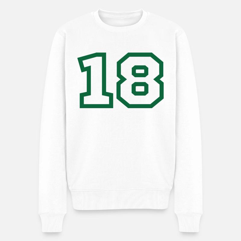 Numéro 18 sport vert - Pull Premium bio Homme - blanc