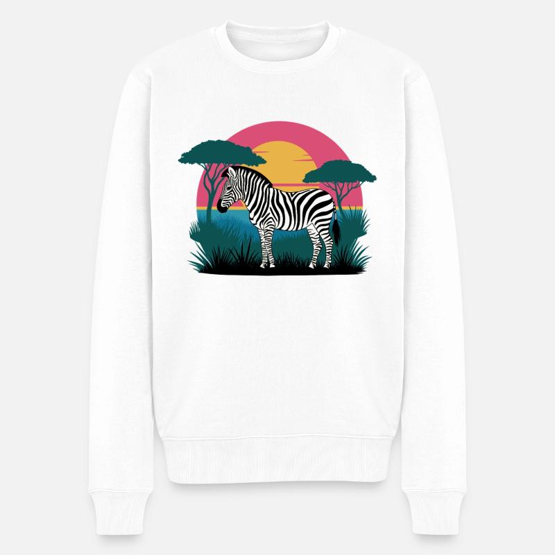 Sunset Zebra - Männer Premium Bio Pullover - Weiß