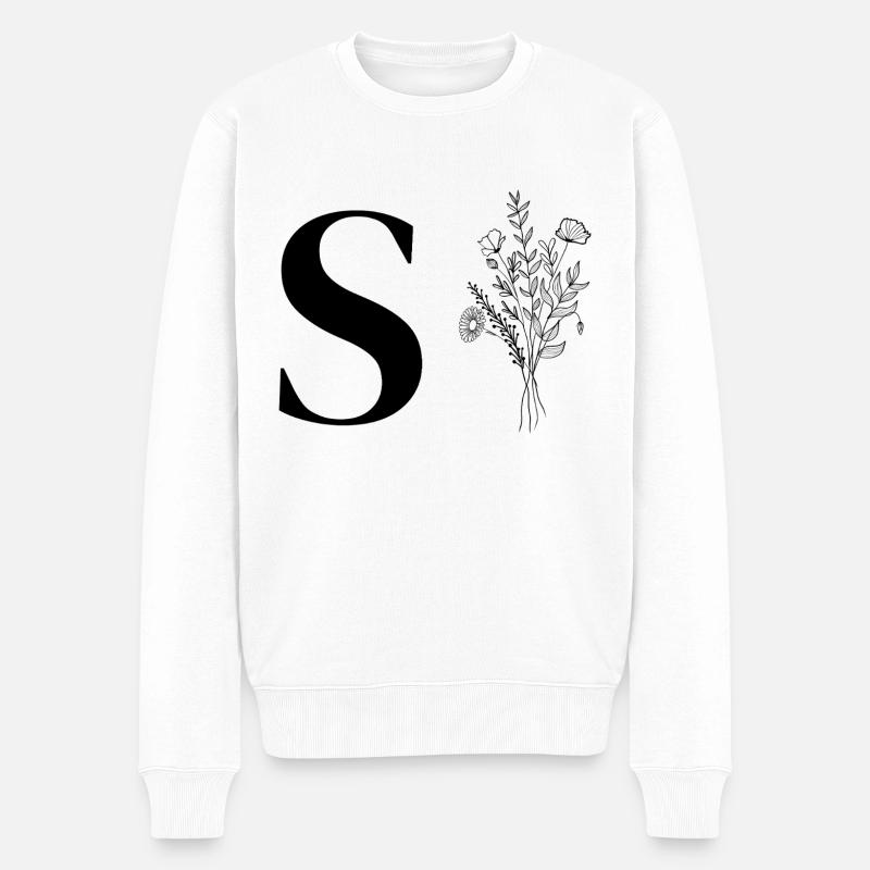 Minimalistische Blumen - Männer Premium Bio Pullover - Weiß