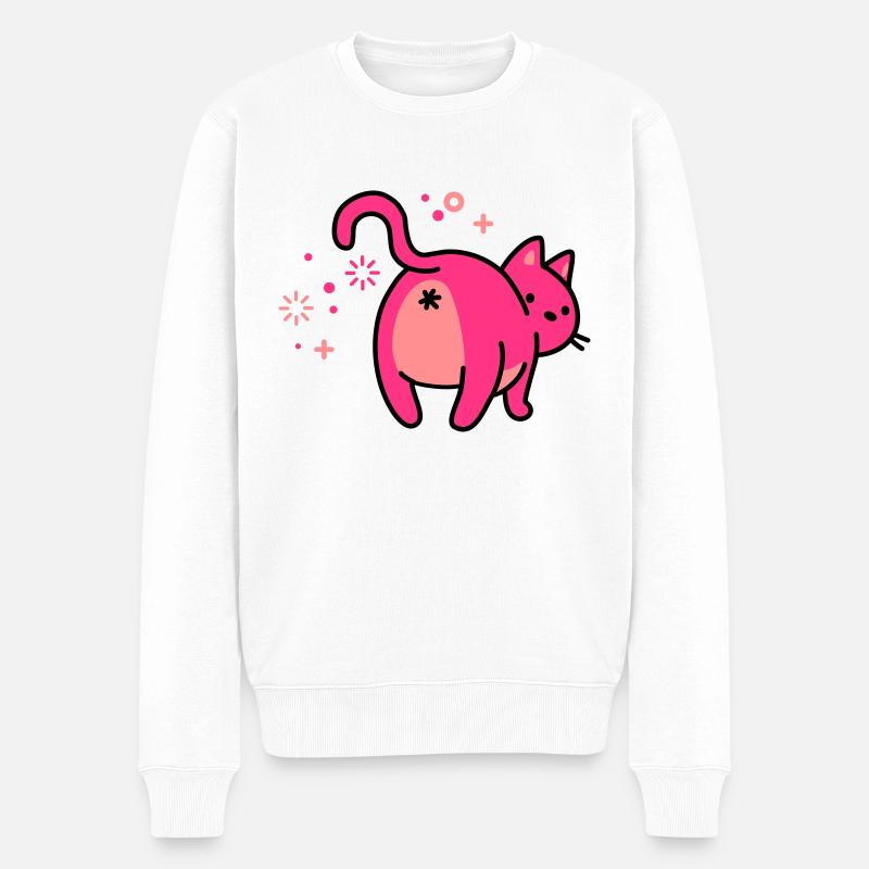 Katze Pups - Männer Premium Bio Pullover - Weiß