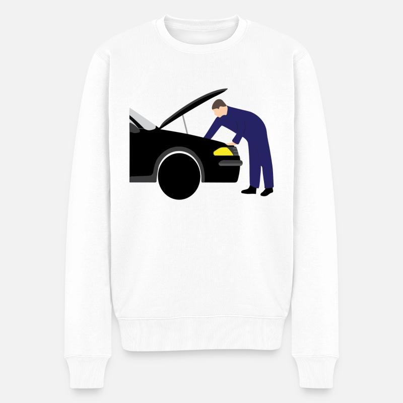 mechanic Automeachinker Werkstatt 3 687 - Männer Premium Bio Pullover - Weiß