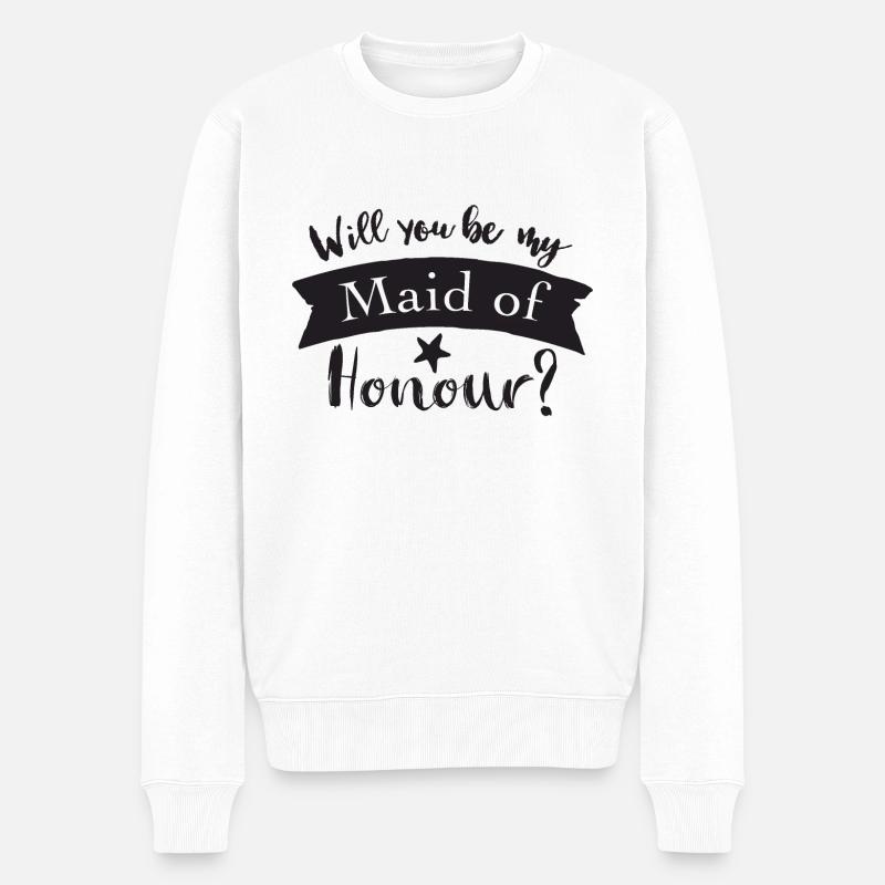 Wirst du meine Trauzeugin sein? - Männer Premium Bio Pullover - Weiß