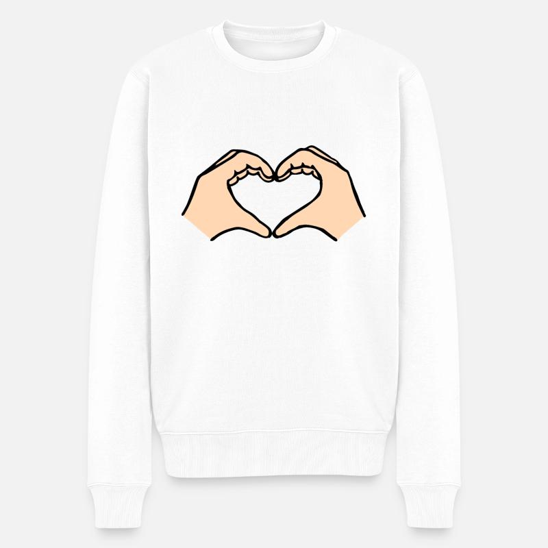 Herz - Paare - Geschenk - Männer Premium Bio Pullover - Weiß