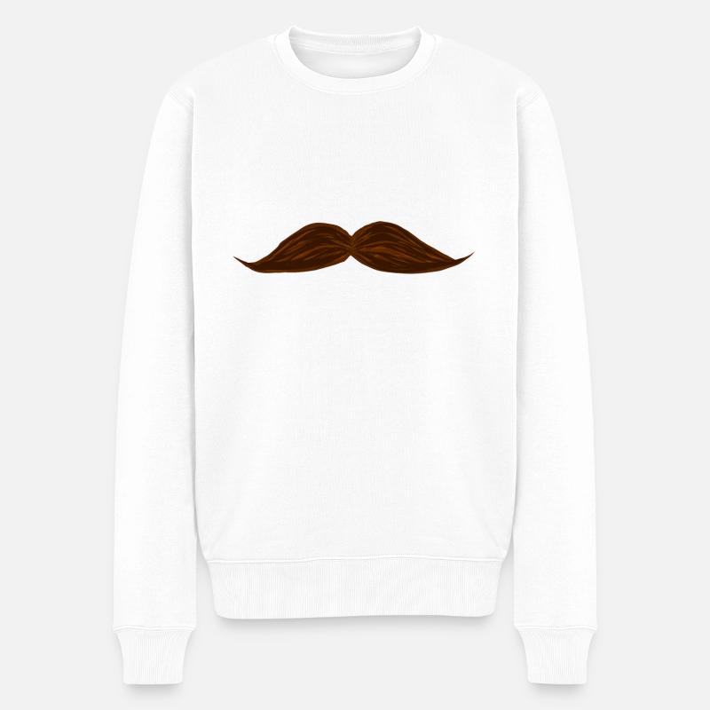 Schnurrbart - Männer Premium Bio Pullover - Weiß