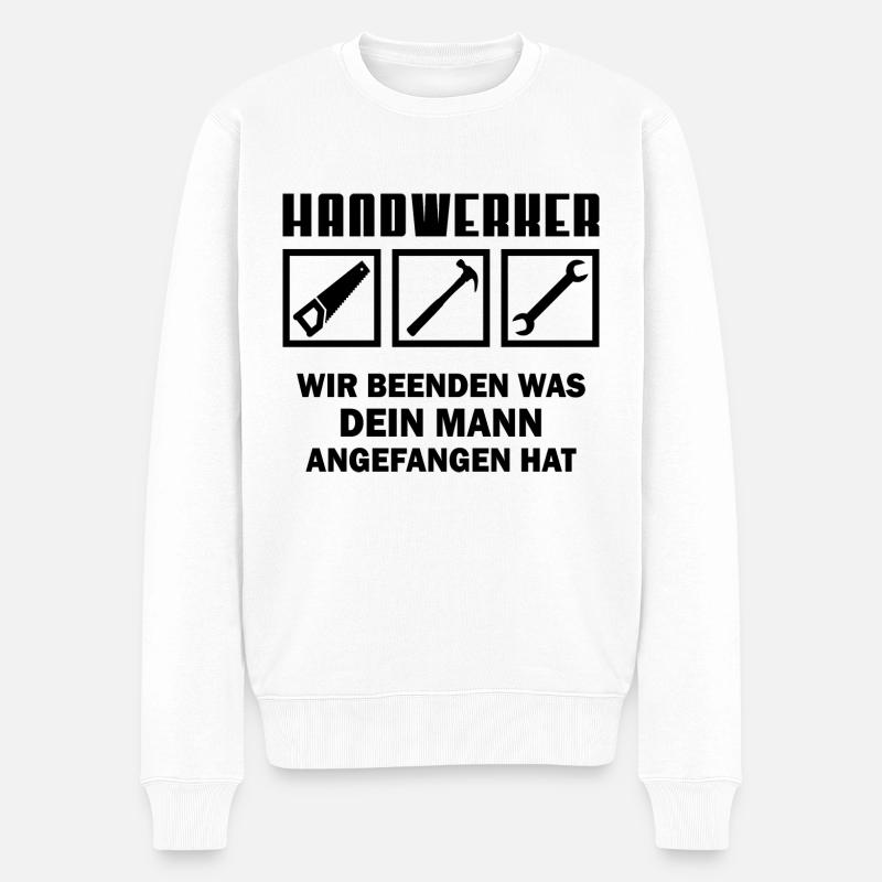 Handwerker Geschenk Zimmerer Zimmermann - Männer Premium Bio Pullover - Weiß