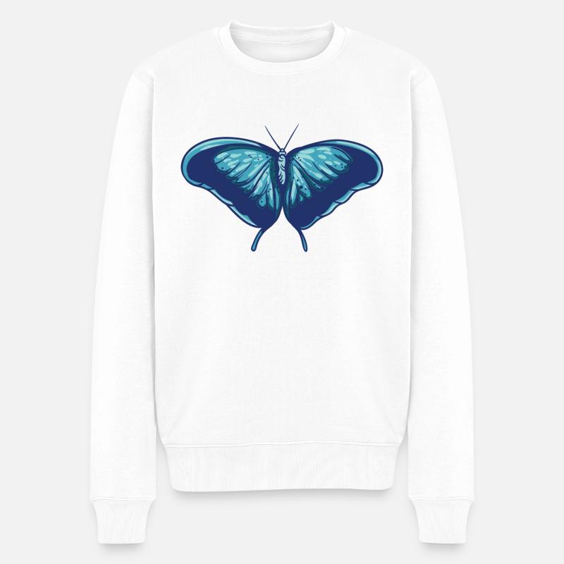 Schmetterling - Männer Premium Bio Pullover - Weiß