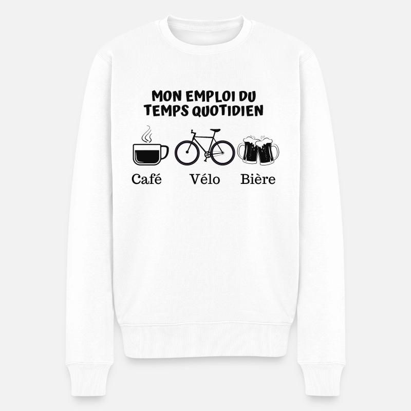 Café vélo bière 6 - Pull Premium bio Homme - blanc