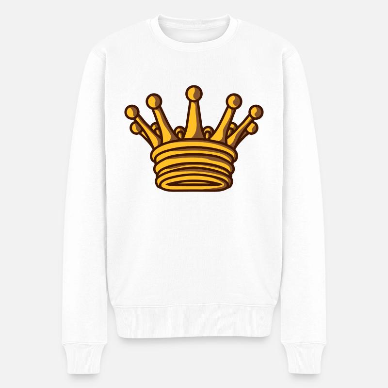 Goldene König Krone Design - Männer Premium Bio Pullover - Weiß