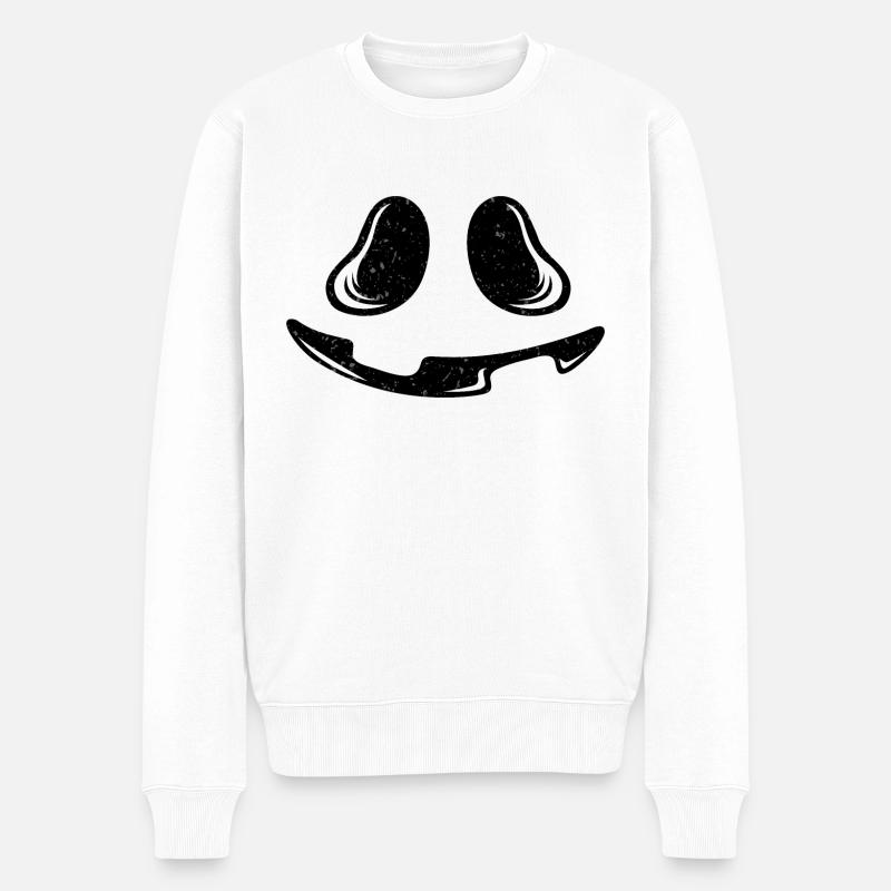 Pumpkin face - Männer Premium Bio Pullover - Weiß