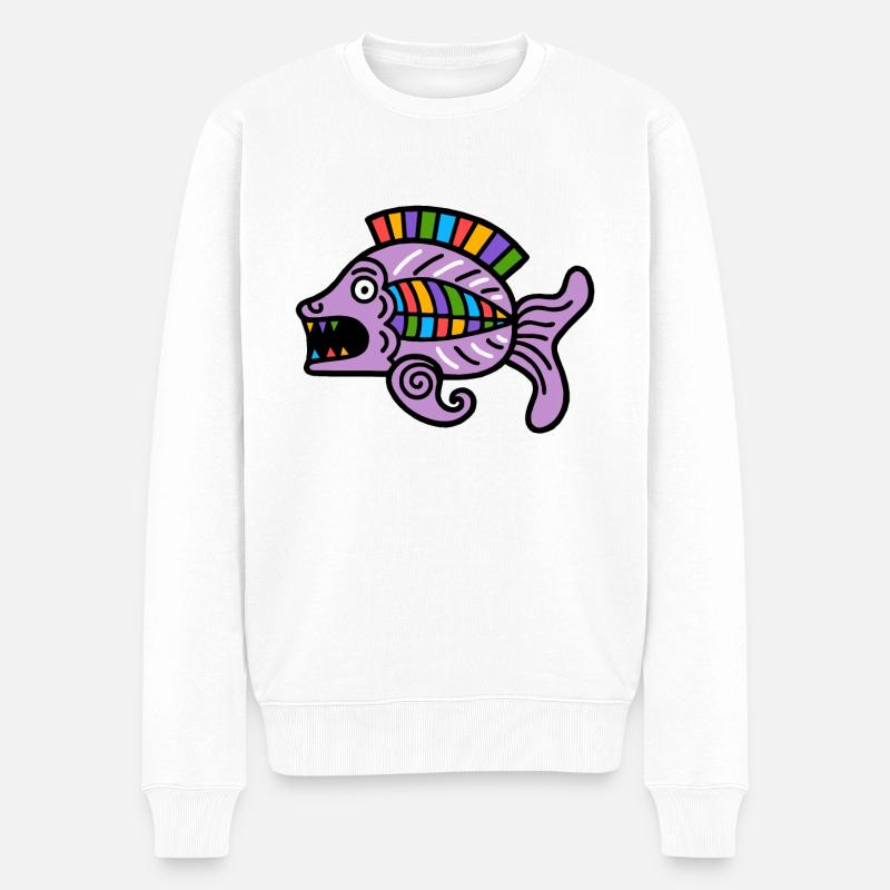 Kultur der Inkas, Fischsymbol - Männer Premium Bio Pullover - Weiß