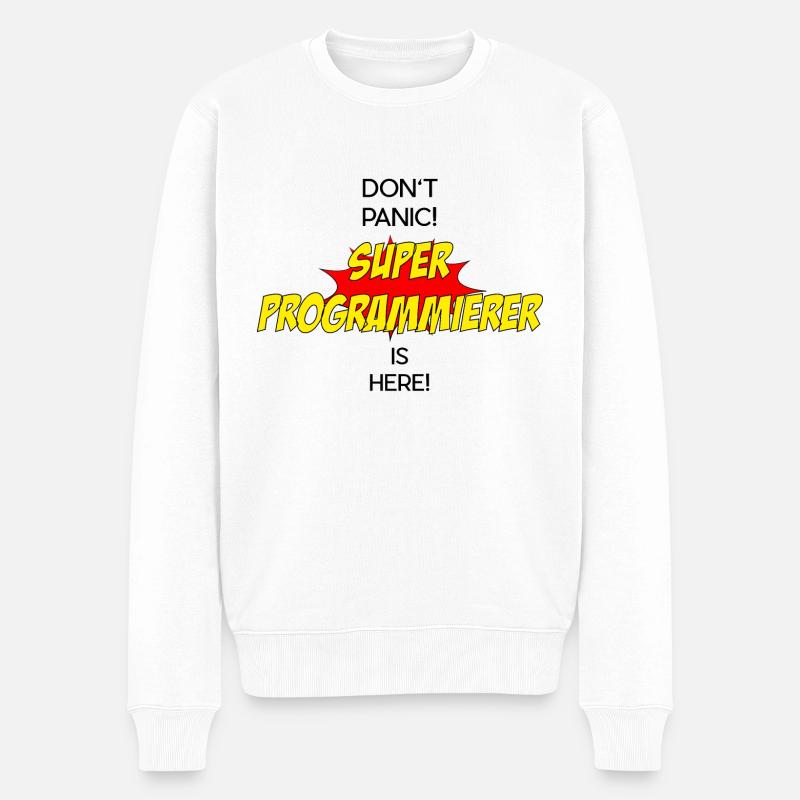 Super Programmierer / Super Programmer - Männer Premium Bio Pullover - Weiß