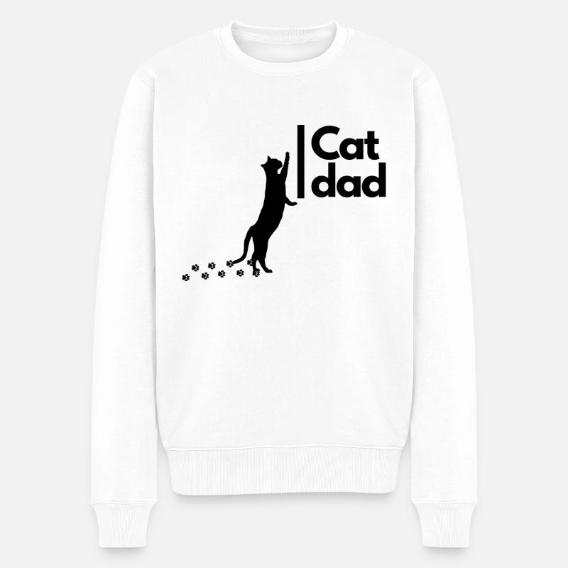 Chat papa - Pull Premium bio Homme - blanc