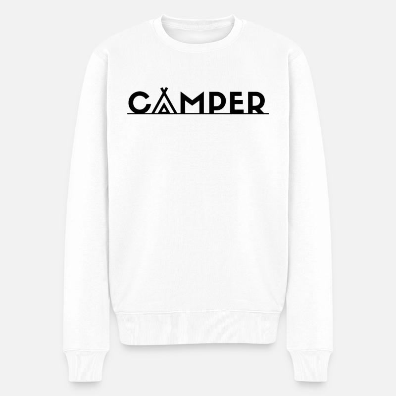 Camper (Zelt) (Geschenk für Camper) - Männer Premium Bio Pullover - Weiß