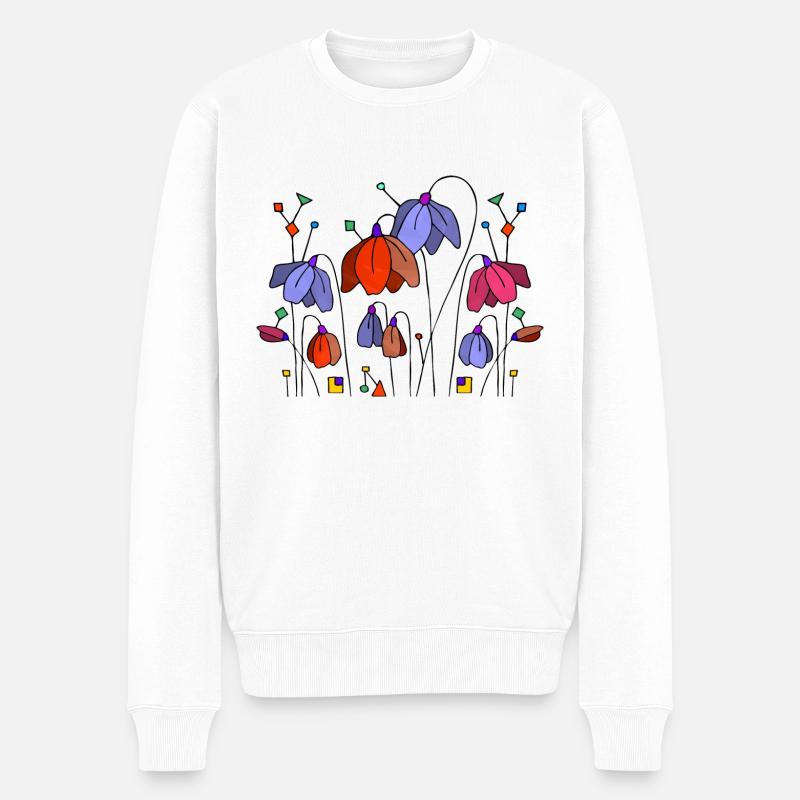Blumen - Männer Premium Bio Pullover - Weiß