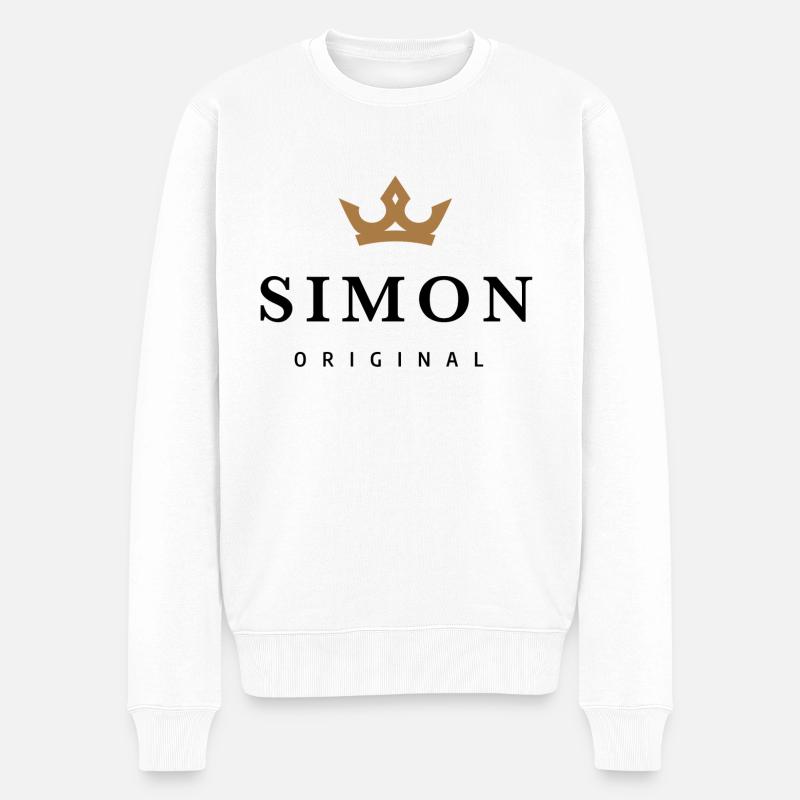 Simon - Männer Premium Bio Pullover - Weiß