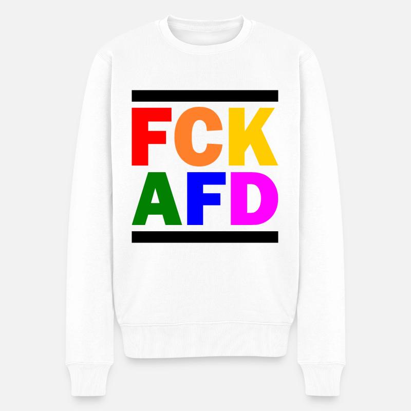 Fck afd - Männer Premium Bio Pullover - Weiß