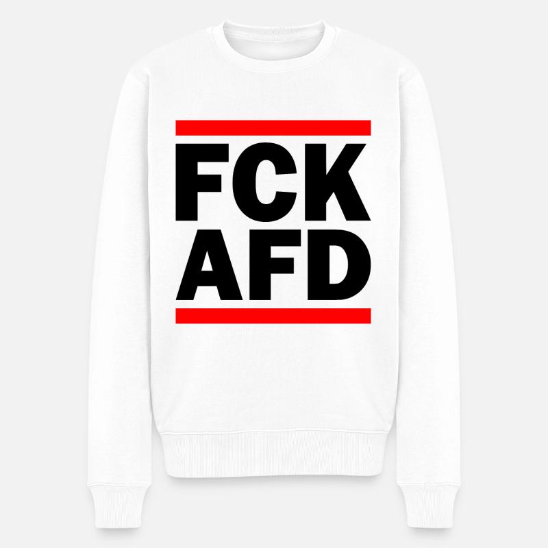 Fck afd - Männer Premium Bio Pullover - Weiß