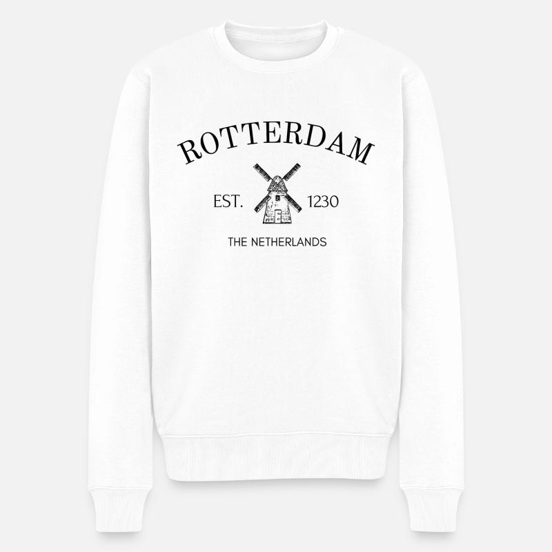 Rotterdam - Pays-Bas - Hollande - Souvenir - Pull Premium bio Homme - blanc