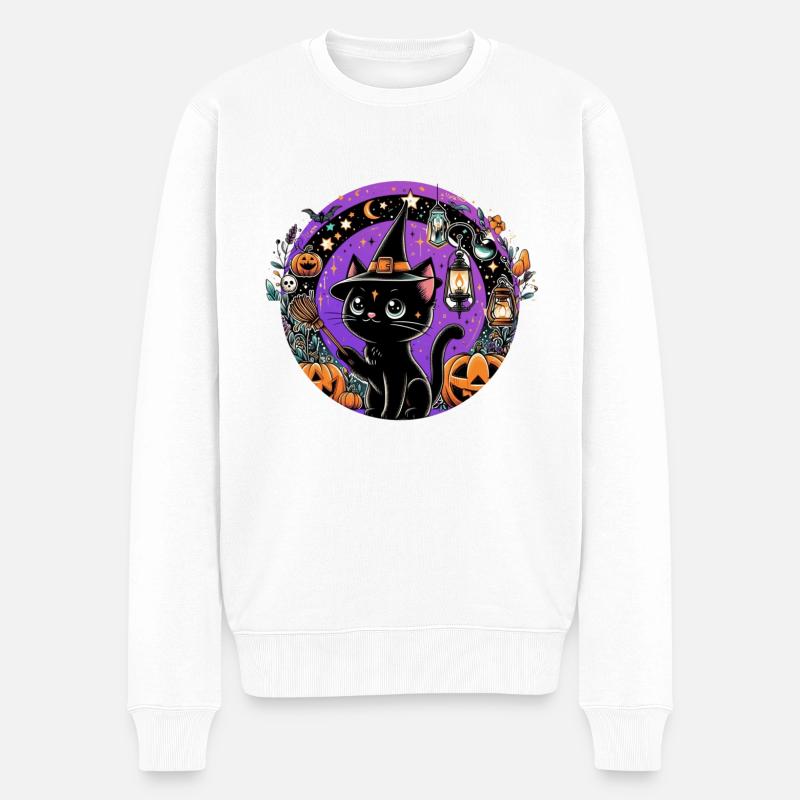 Kitty violet Halloween - Pull Premium bio Homme - blanc