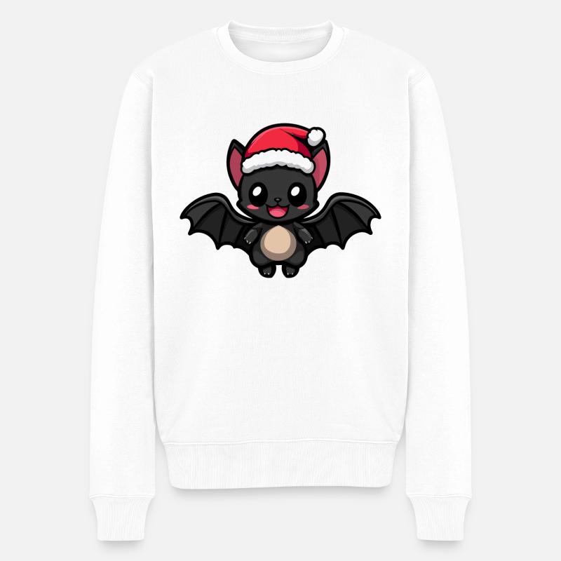 Fledermaus Weihnachten - Männer Premium Bio Pullover - Weiß