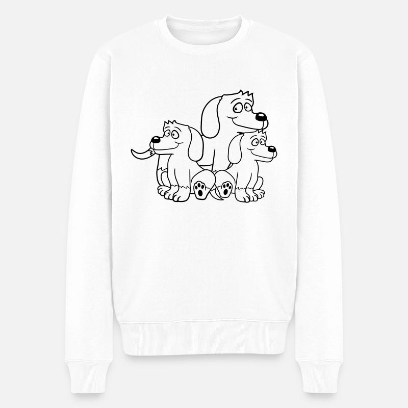 Drei Hunde Familie Kind Mutter Vater Papa Mama Süß - Männer Premium Bio Pullover - Weiß