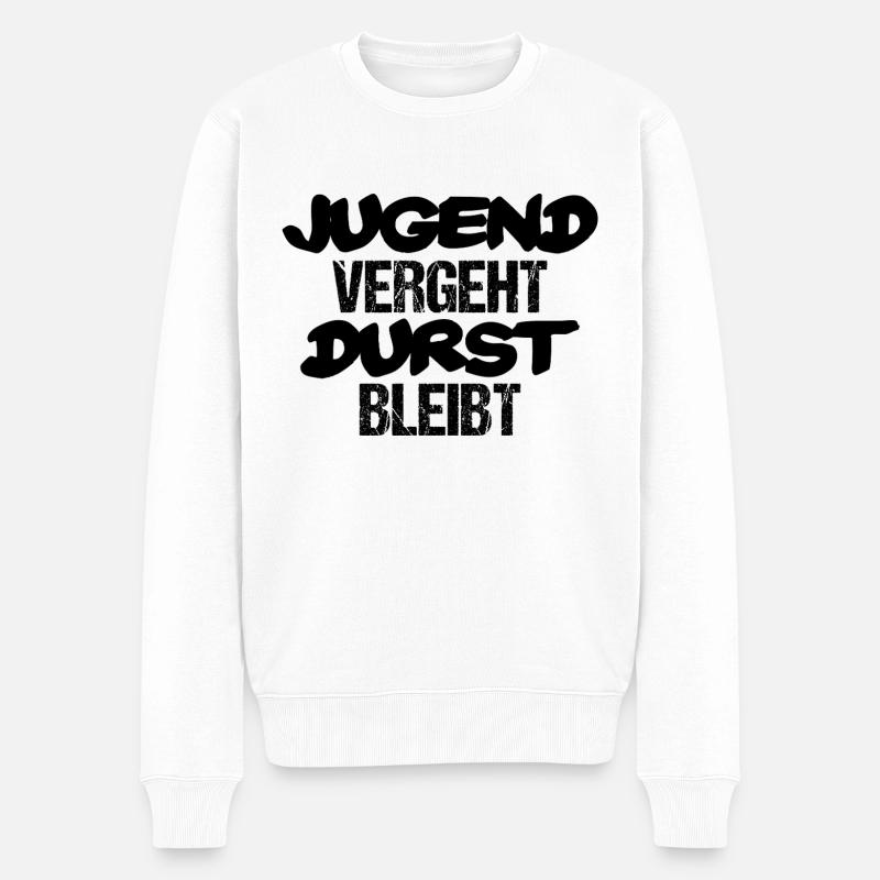 Jugend vergeht Durst bleibt - Männer Premium Bio Pullover - Weiß