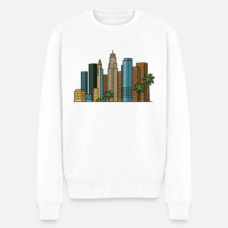 los angeles stadt - Männer Premium Bio Pullover - Weiß