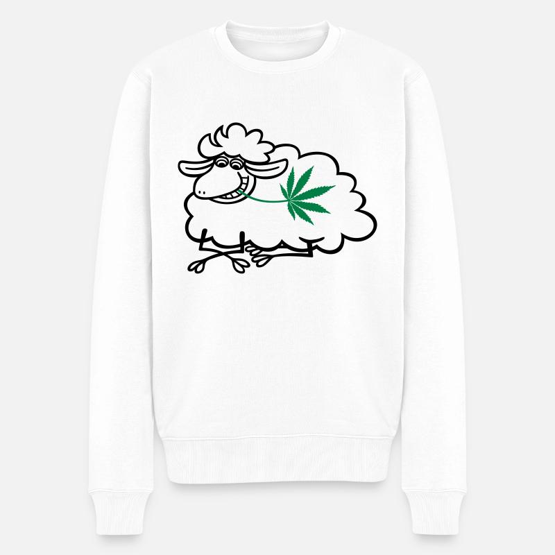 Schaf Hanf liegend Bernd - Männer Premium Bio Pullover - Weiß