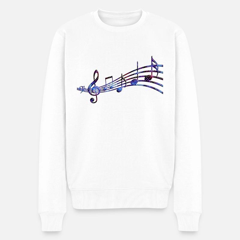 Portée musicale étoilée - Pull Premium bio Homme - blanc
