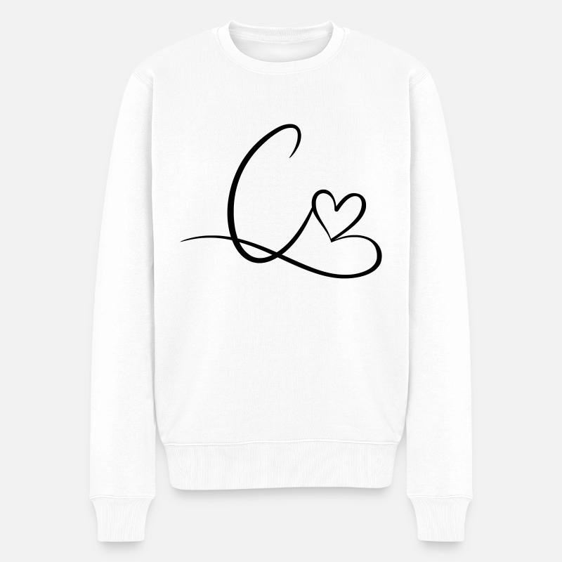 Buchstabe C Anfangsbuchstabe Name Kalligrafie Herz - Männer Premium Bio Pullover - Weiß