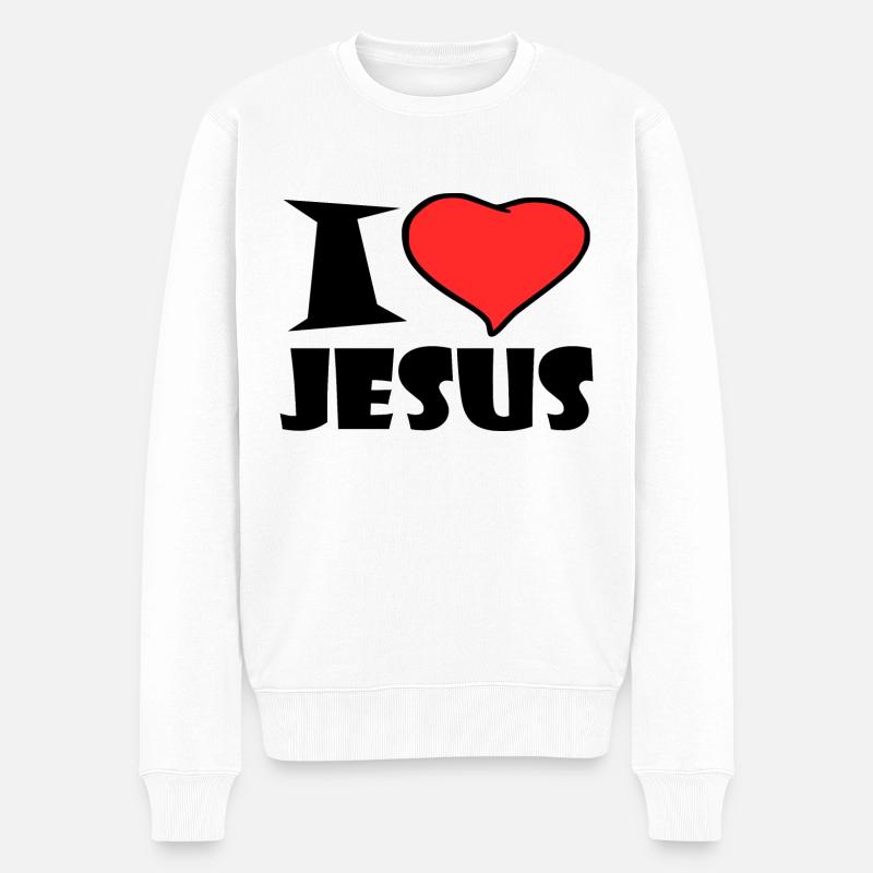 J'aime jésus - Pull Premium bio Homme - blanc