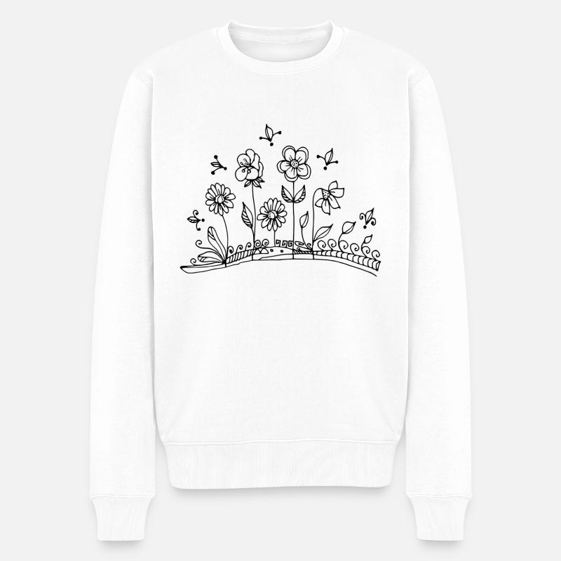 Blumen - Männer Premium Bio Pullover - Weiß