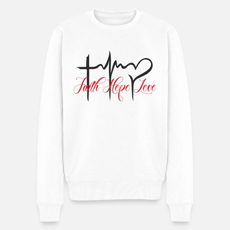 Faith Hope Love Glaube Hoffnung Liebe für jeden ! - Männer Premium Bio Pullover - Weiß