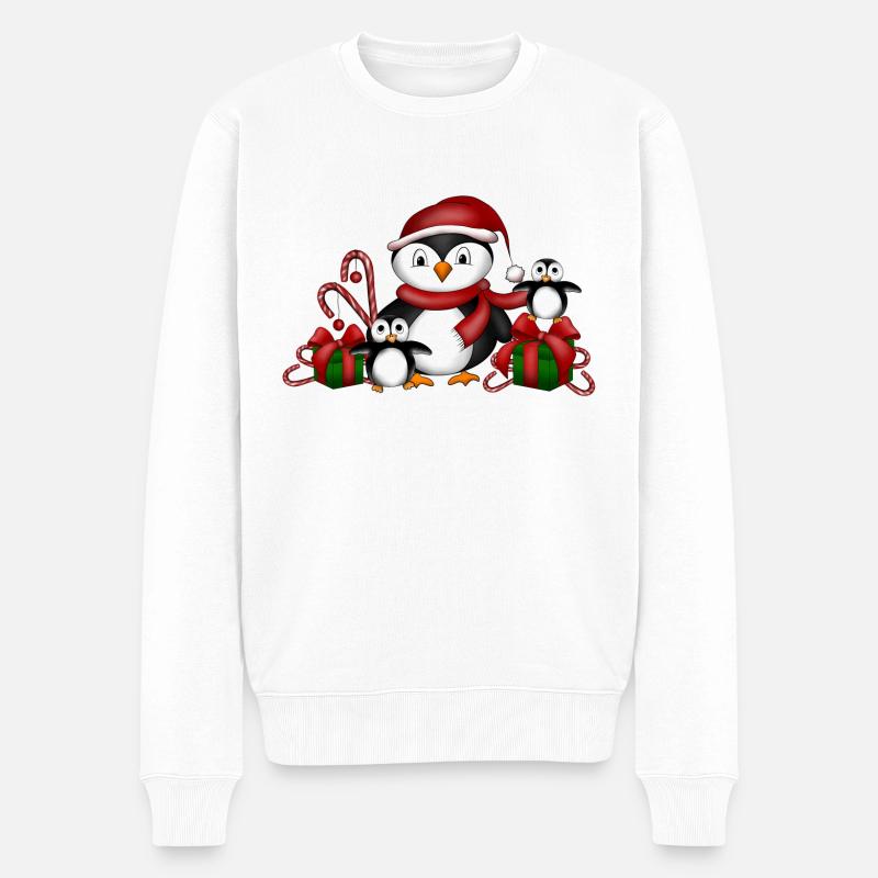 Pinguine Weihnachten - Männer Premium Bio Pullover - Weiß