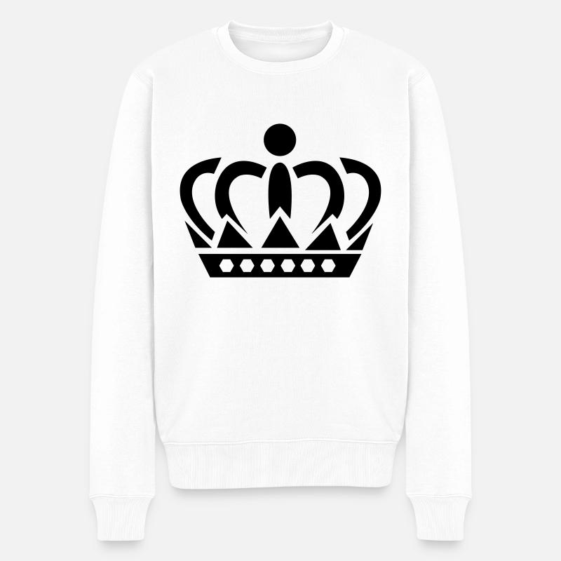 crown - Männer Premium Bio Pullover - Weiß