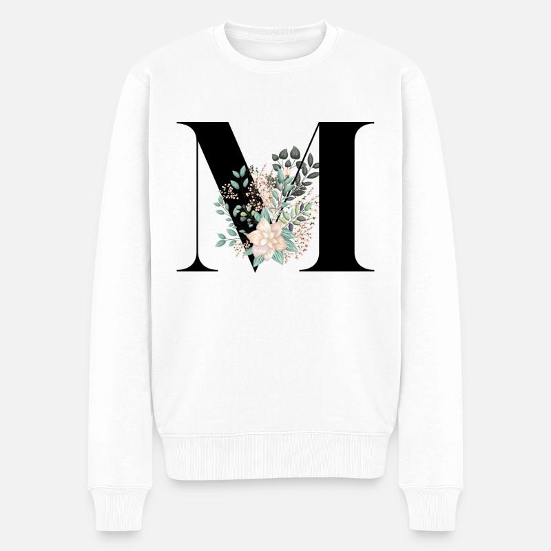 Buchstabe M blühende - Männer Premium Bio Pullover - Weiß