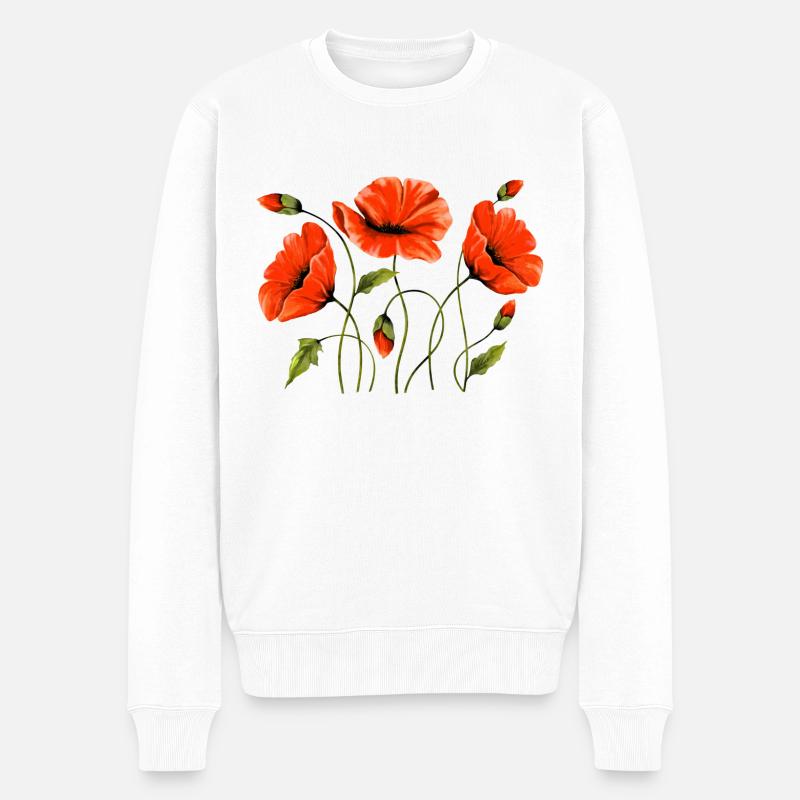 Blumen - Männer Premium Bio Pullover - Weiß