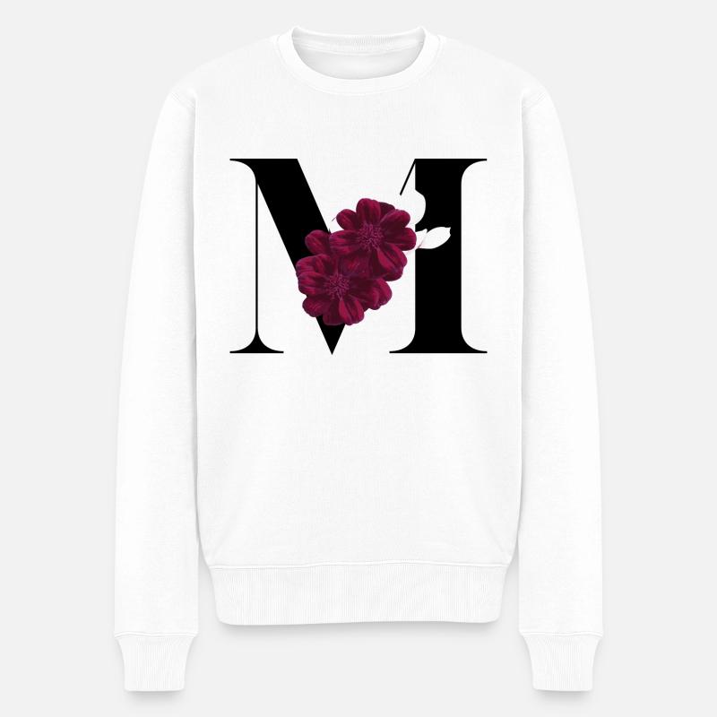 Buchstabe M blühende - Männer Premium Bio Pullover - Weiß