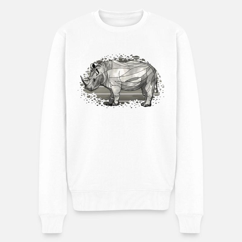 Nashorn - Männer Premium Bio Pullover - Weiß