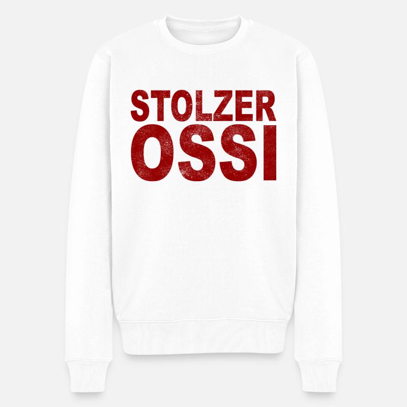 Stolzer Ossi Osten DDR - Männer Premium Bio Pullover - Weiß