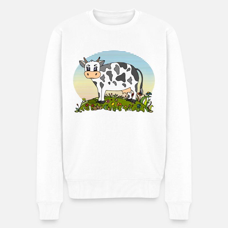 Kuh - Männer Premium Bio Pullover - Weiß