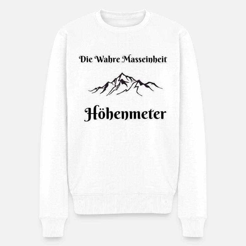 die wahre Masseinheit Höhenmeter - Männer Premium Bio Pullover - Weiß