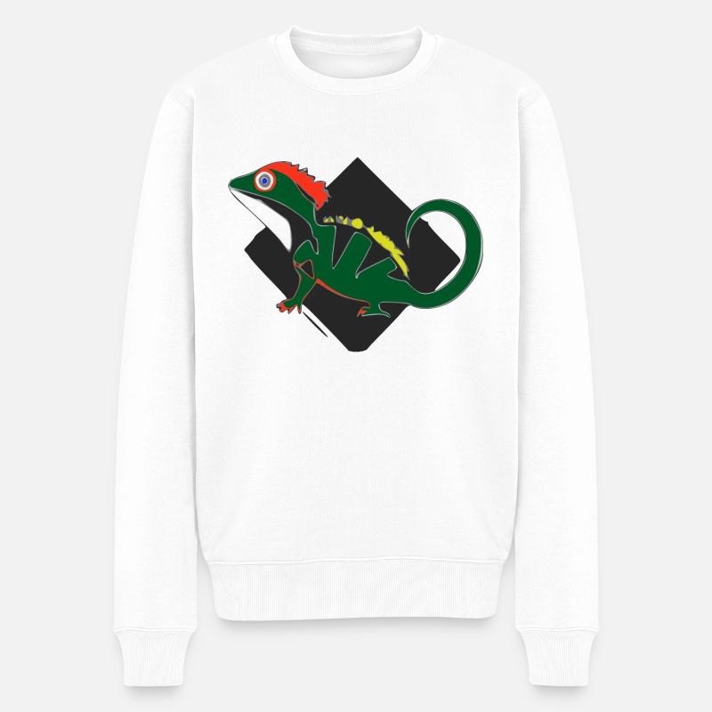 Die Eidechse - Männer Premium Bio Pullover - Weiß