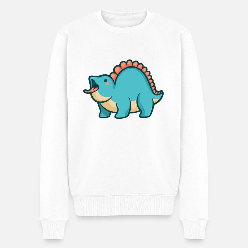 Mignon coufflu Stégosaure, Dino, Dinosaure - Pull Premium bio Homme - blanc