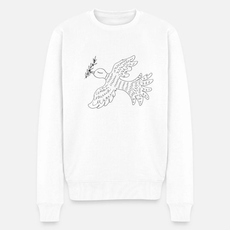 Taube mit Zweigen - Männer Premium Bio Pullover - Weiß